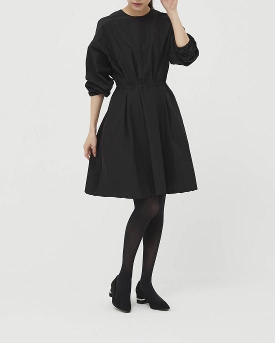 襟付きタフタワンピース(ネイビー) - seventen