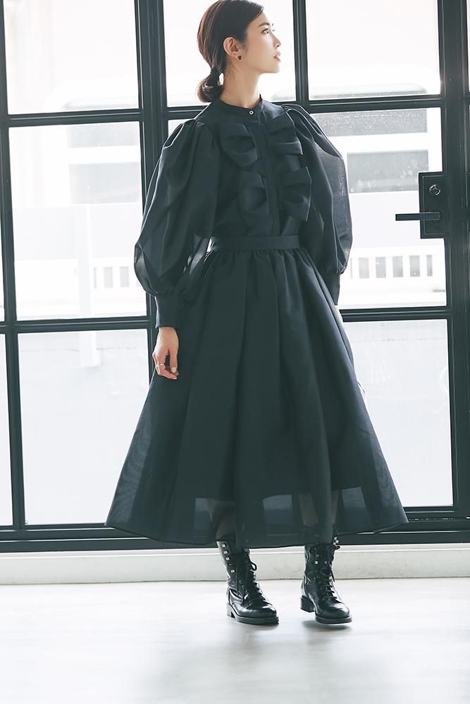 オーガンジースカート(ブラック) - seventen