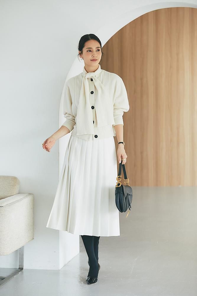 プリーツスカート(オフホワイト) - seventen