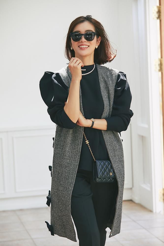 サイドリボンジレワンピース(ヘリンボーン) - seventen