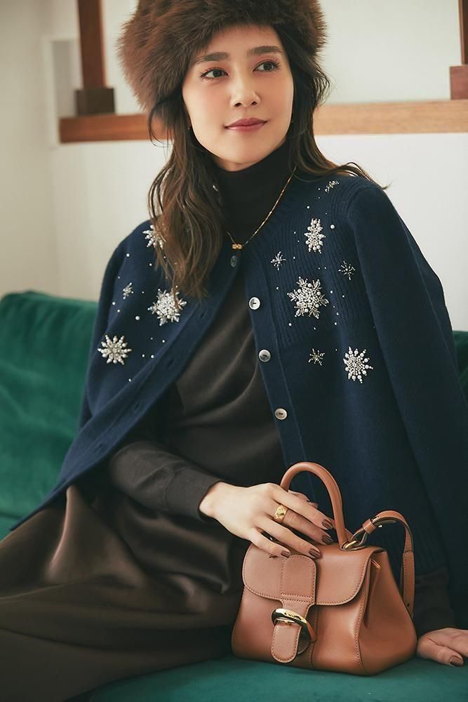 スノーフレイクカーディガン(ネイビー) - seventen