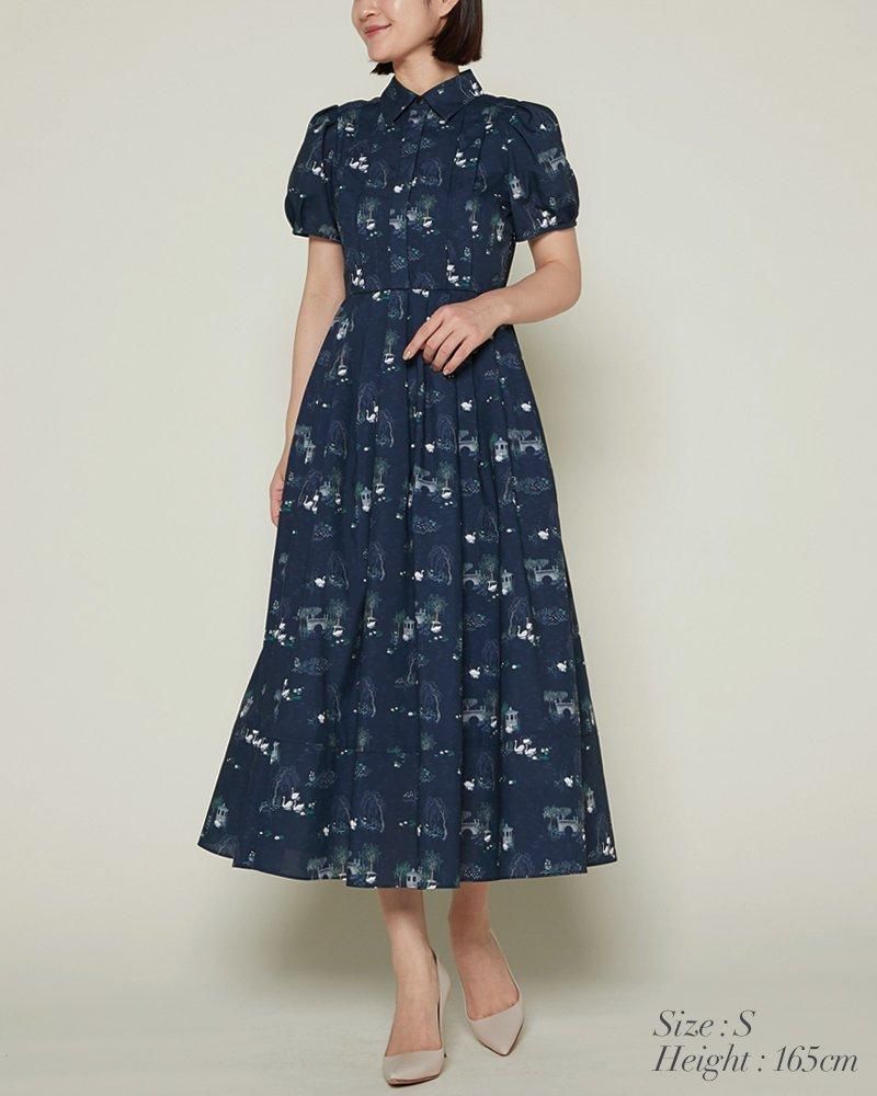 再入荷】スワンプリントワンピース(ダークネイビー) - seventen