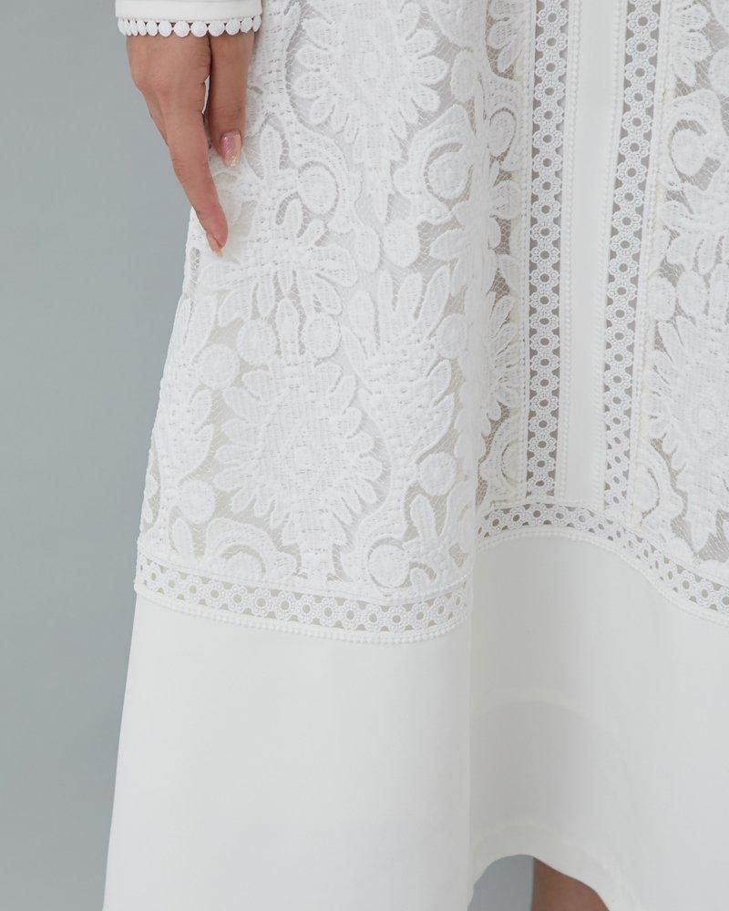 レースブロッキングワンピース(ホワイト) - seventen