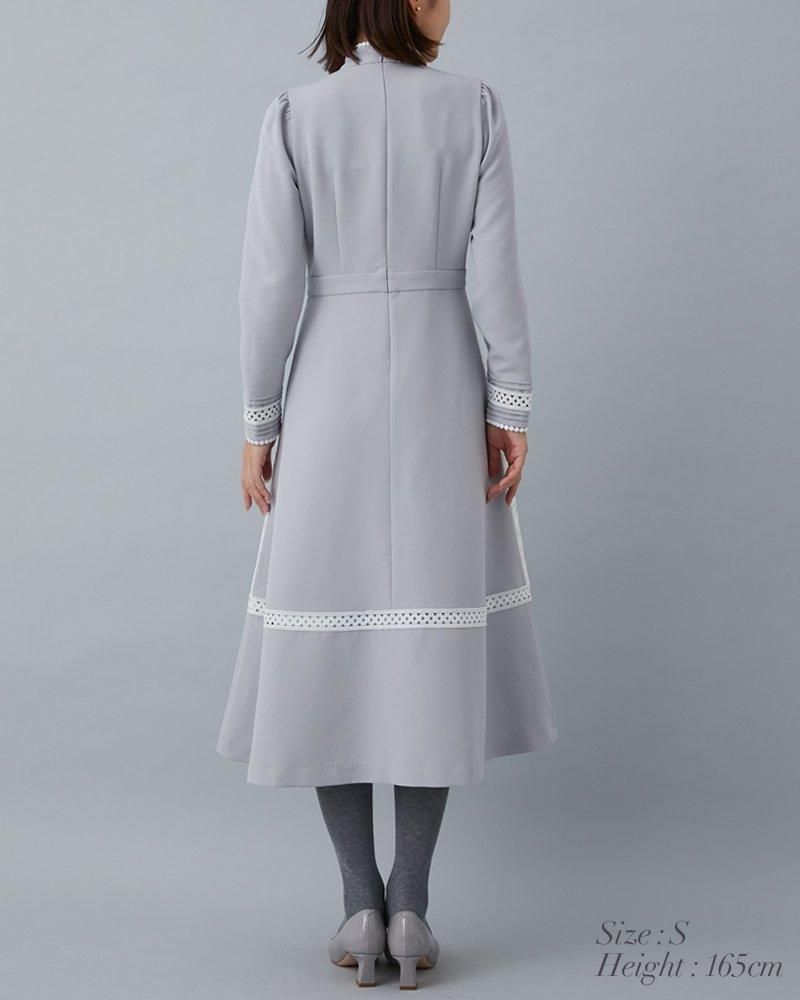 レースブロッキングワンピース(ホワイト) - seventen