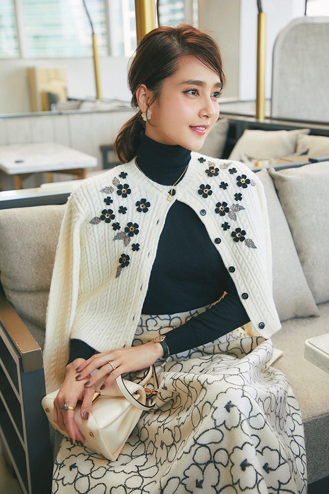 20％off】アップリケケーブルカーディガン(オフホワイト) - seventen