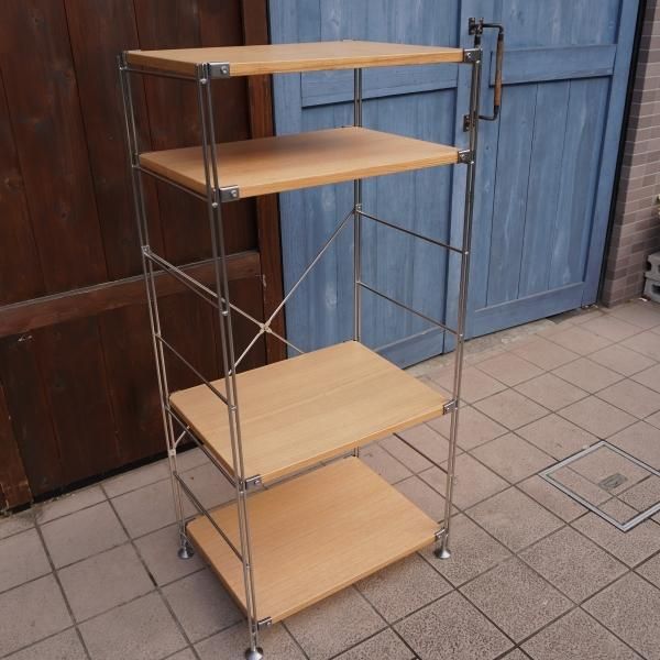 無印良品(MUJI)の人気のタモ材×ステンレス 4段ユニットシェルフです