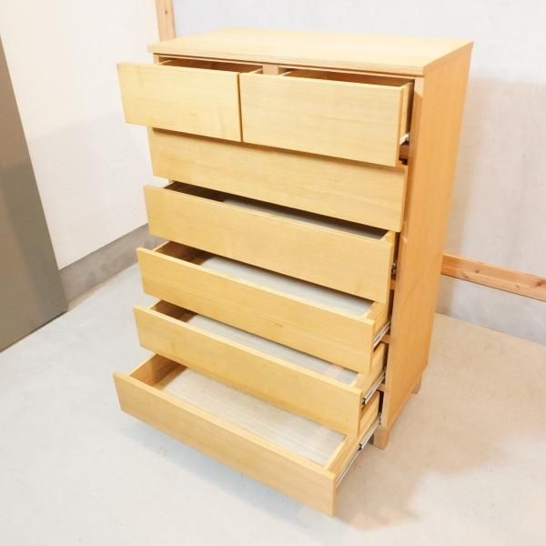 稀少な無印良品(MUJI)の木製チェスト6段ワイド・タモ材です