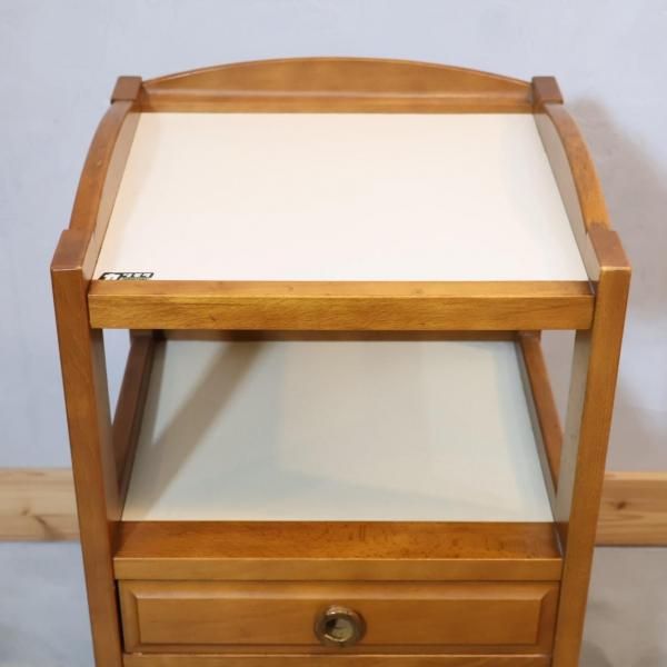 80's カリモク 電話台 TEL台 花台 キャビネット ビンテージ ※i4※ 80's