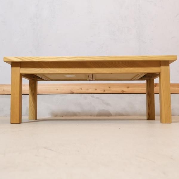 無印 木製 タモ材 ローテーブル 座卓 引き出し付き 60×90㎝ 廃番品 美