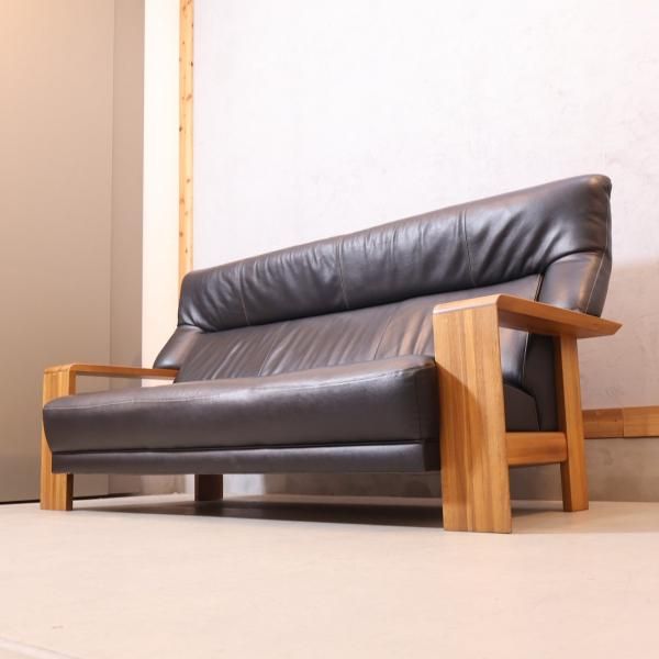 karimoku(カリモク家具)のダンテ 本革 3人掛けソファ/ウォールナット材