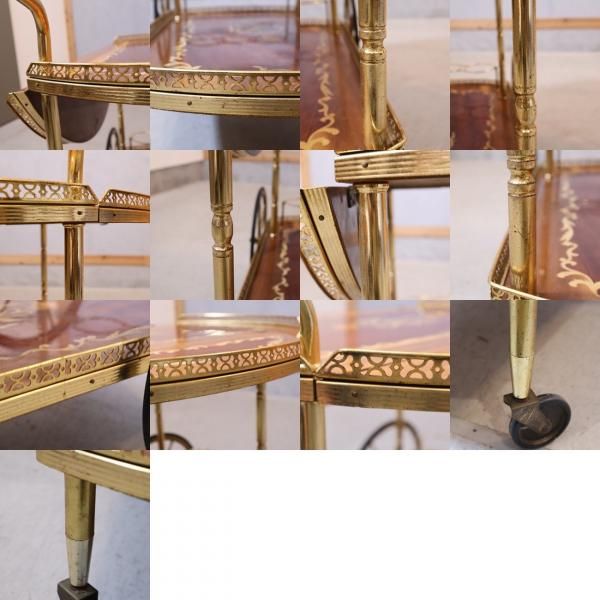 イタリア製の象嵌細工が美しいアンティーク調キッチンワゴンです