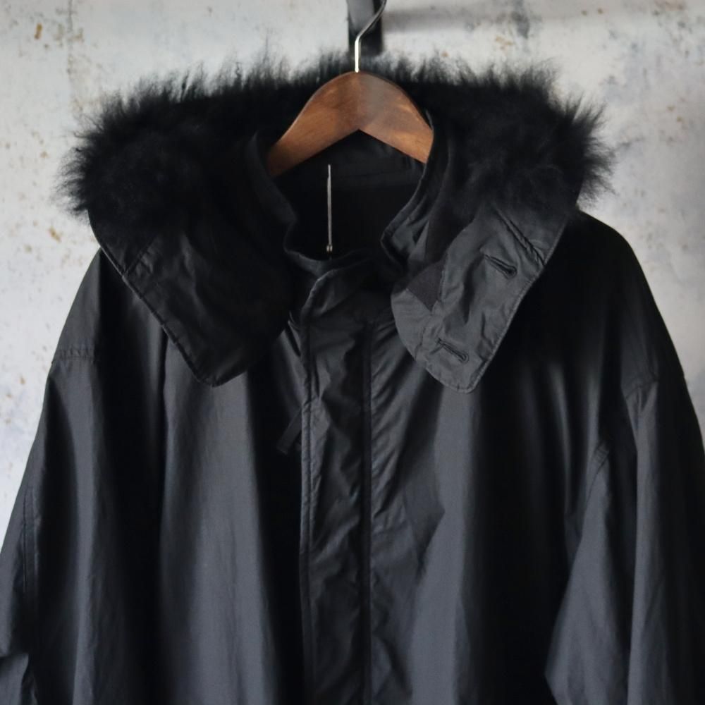 COMOLI コットンナイロン ミリタリーフーデッドコート(Black) - DIMPLE