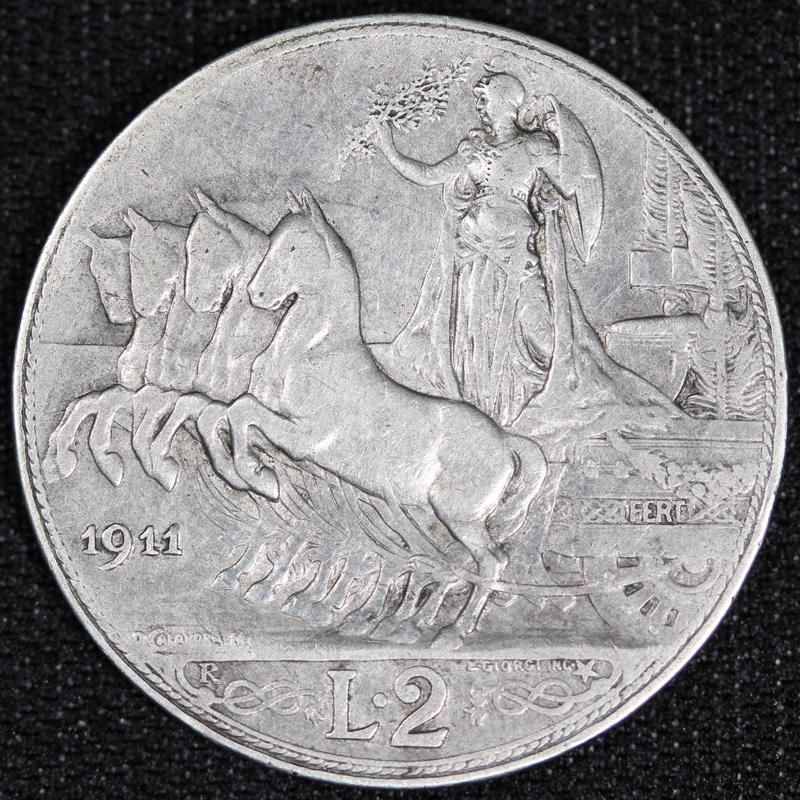 さ*e様 1916年イタリア王国 2リラ銀貨 ヴィットーリオ・エマヌエーレ3