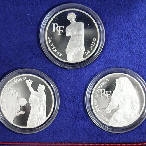 フランス France ルーブル美術館200周年記念 100フラン銀貨 3種セット