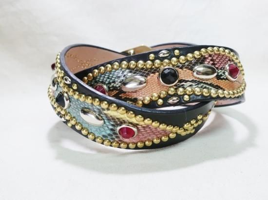 スタッズベルト/サドルレザー/スパイダー/ダイヤモンドパイソン