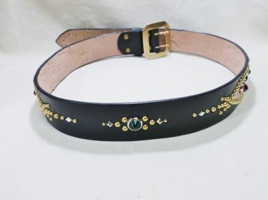 スタッズベルト/サドルレザー/スパイダー/ダイヤモンドパイソン