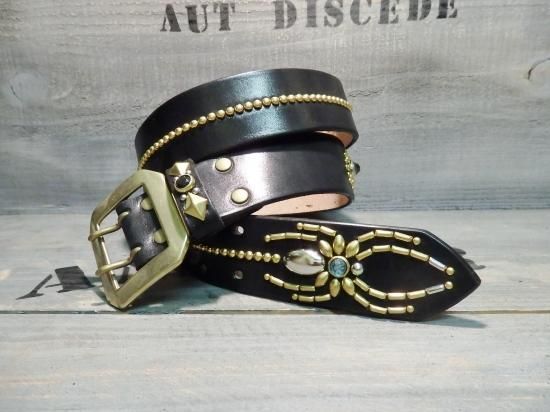 スタッズベルト/サドルレザー/スパイダー - DIABOLIC -Leather&Silver-