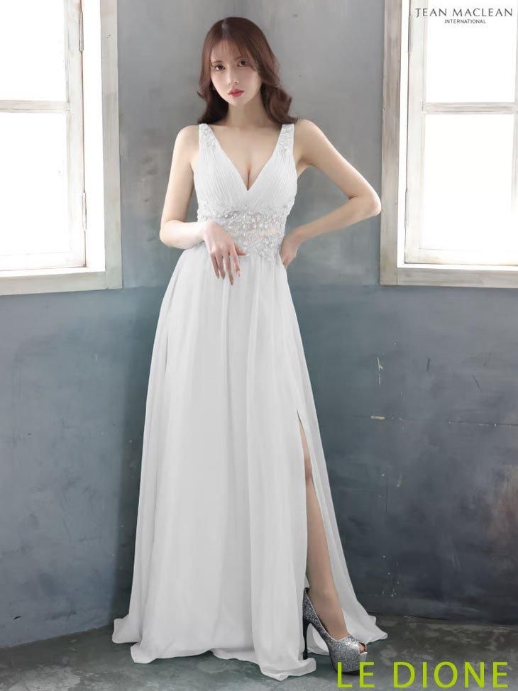 JEAN MACLEAN/ジャンマクレーン]ビジュシフォンフレアーロングドレス