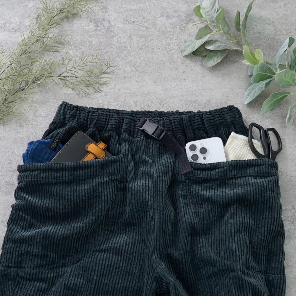 コーデュロイキャンプワークパンツ/ブラック/遠州織物