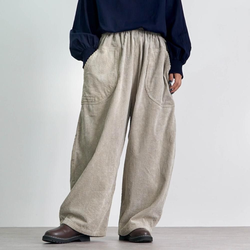 コーデュロイバルーンパンツ/カーキ/遠州織物
