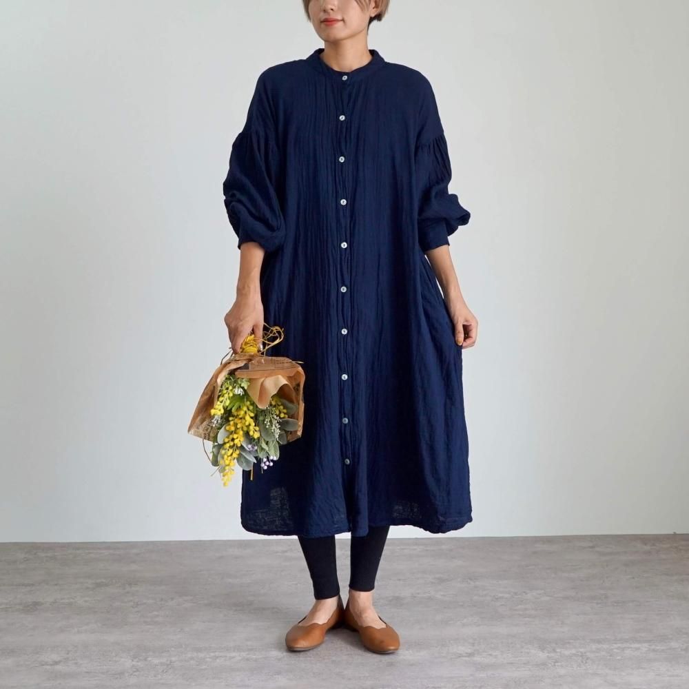 ガーゼシャツワンピース/ネイビー/知多木綿 | 人気の定番アイテムが