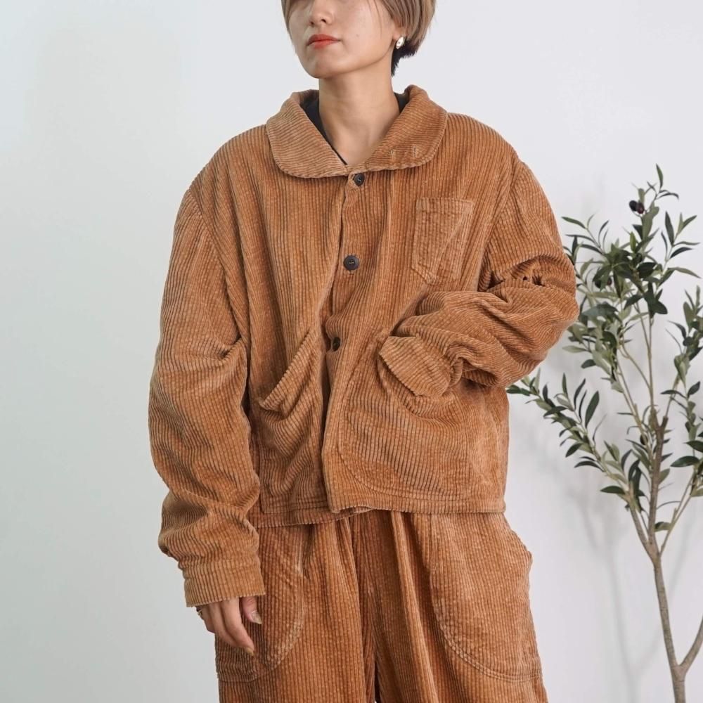 コーデュロイえりがわりブルゾン/ブラウン/遠州織物 | モードテイスト