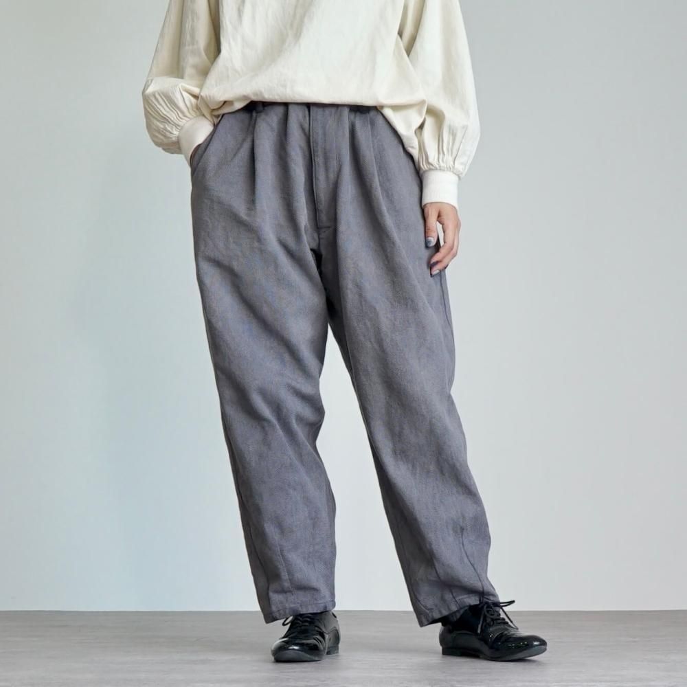 刺し子織ボンタンパンツ/グレー/三河木綿