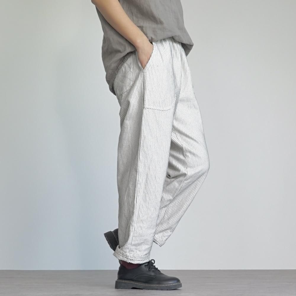 一本刺し子スッキリサルエルパンツ | 生成り三河木綿 - UZUiRO/公式