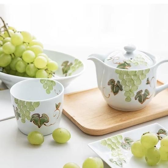 有田焼 徳七窯 一珍葡萄(緑) 楕円鉢 ボウル - クラフト南風