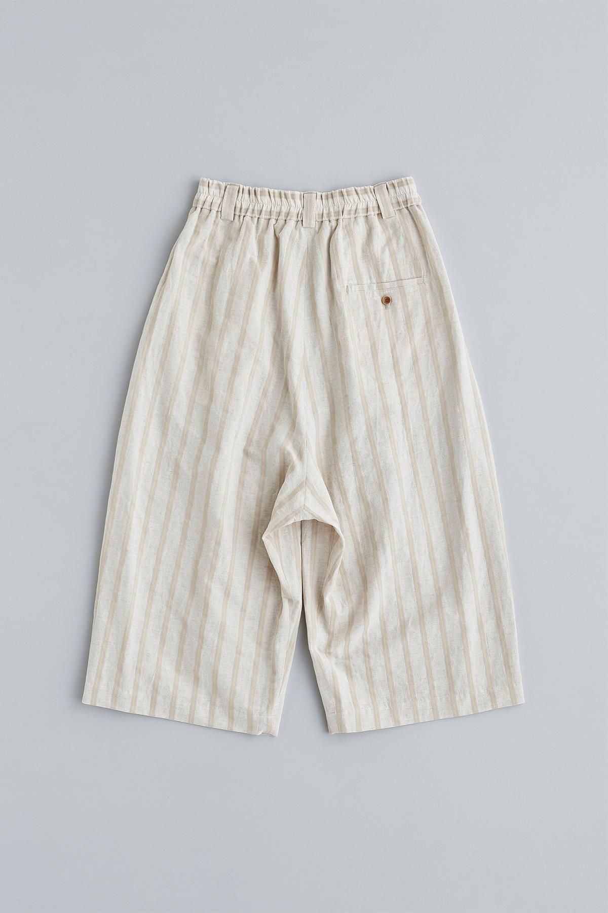 cotton linen gaucho pants ～stripe～ - atelier naruse｜Online
