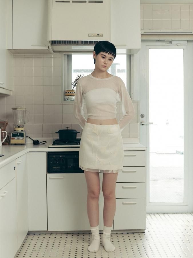 Organdy Mini Skirt - ROSARYMOON OFFICIAL WEB STORE