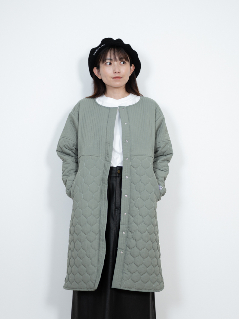 キルトロングコート | GREEN - KEY MEMORY鎌倉ファッションブランド