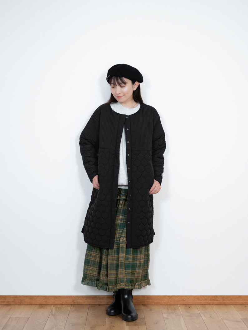 キルティングロングコート BLACK | レディースアウター - KEY MEMORY鎌倉