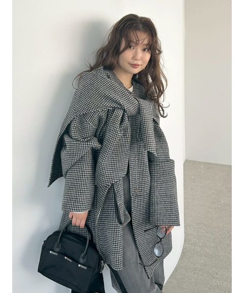 マフラー付ノーカラーリバーミドルコート(508555750)｜阪急百貨店公式