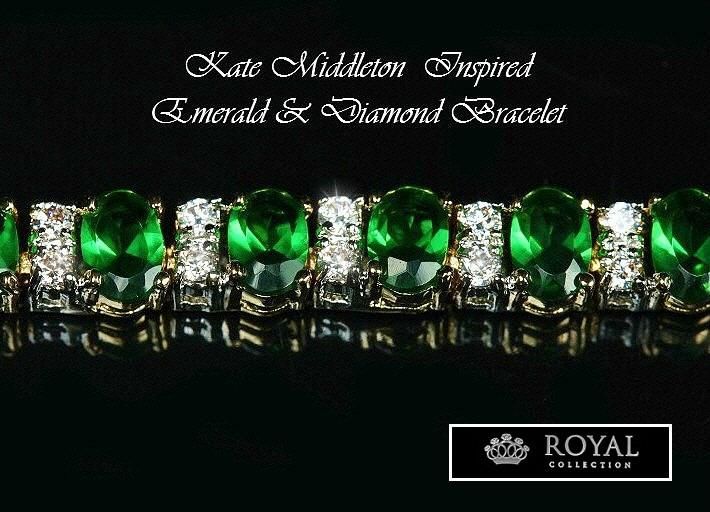 キャサリン妃 エメラルド グリーン 18金ゴールド ブレスレット
