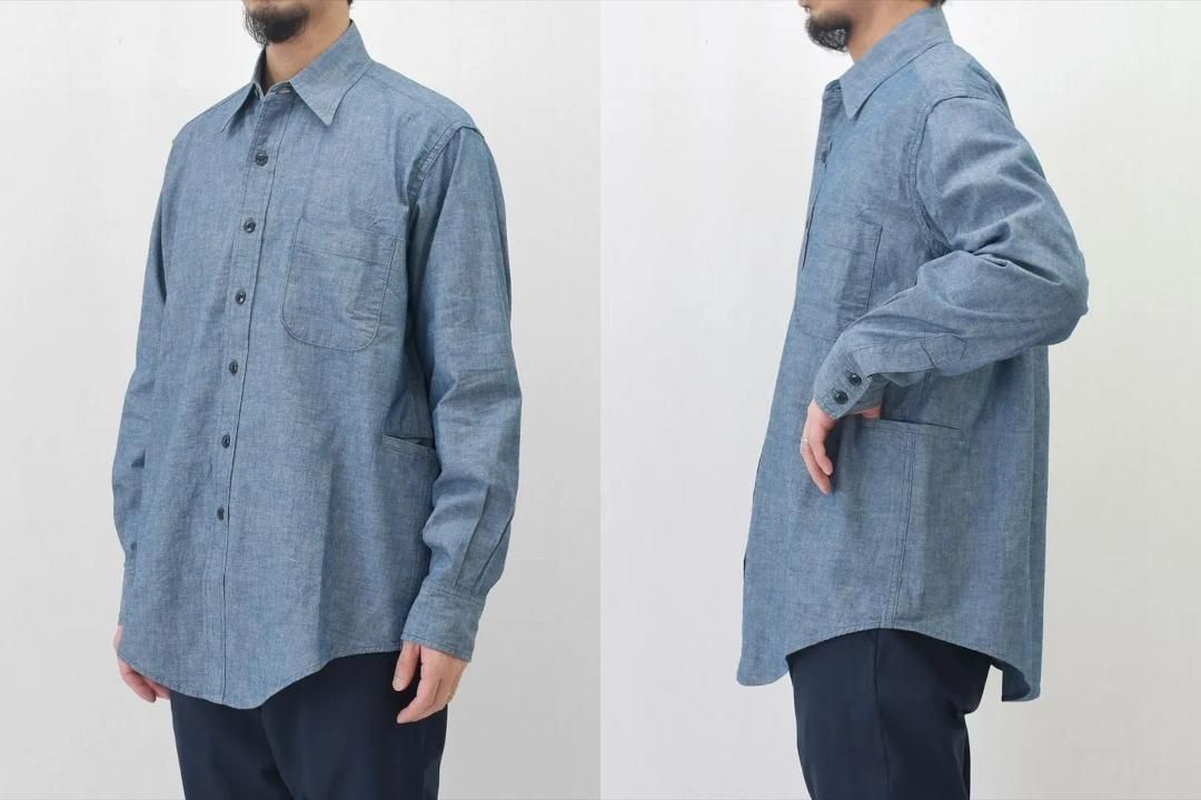 Sassafras（ササフラス）WHEEL BARROW SHIRT ブルー（5ozシャンブレー）