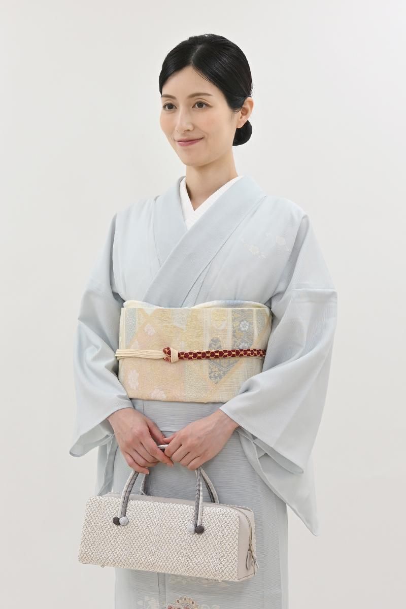 銀座【L-8300】夏 袋帯 白色 檜垣に有職文 - 銀座きもの青木｜長く大切