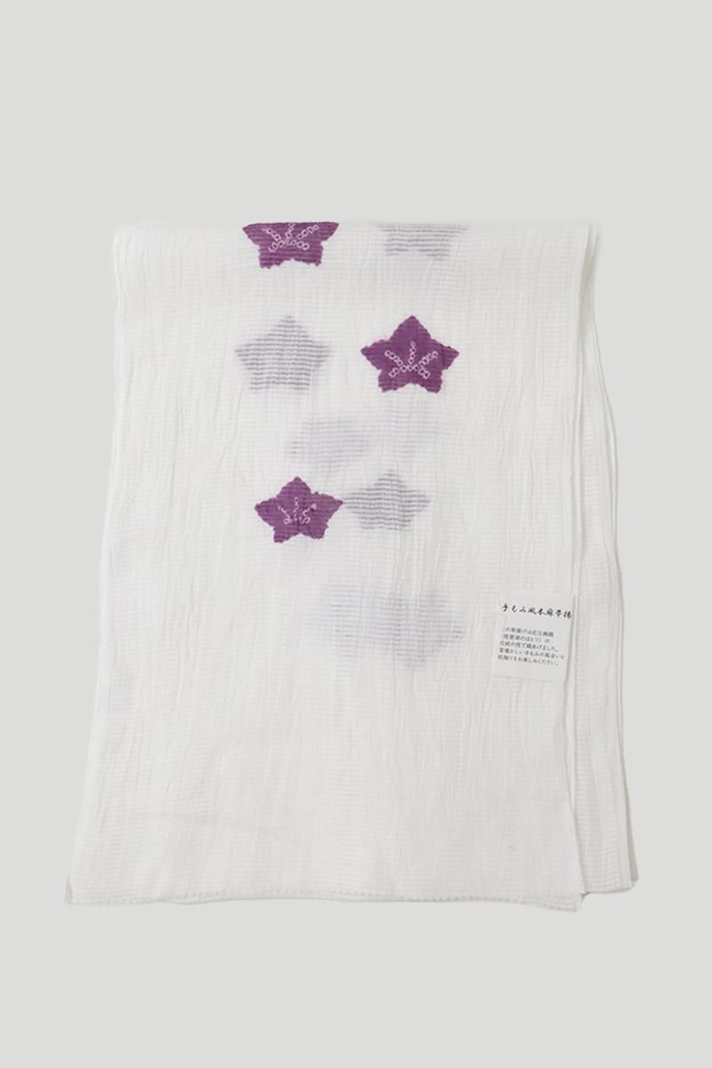 G-3065】衿秀製 近江麻織 帯揚げ 桔梗 白色×紫色 - 銀座きもの青木