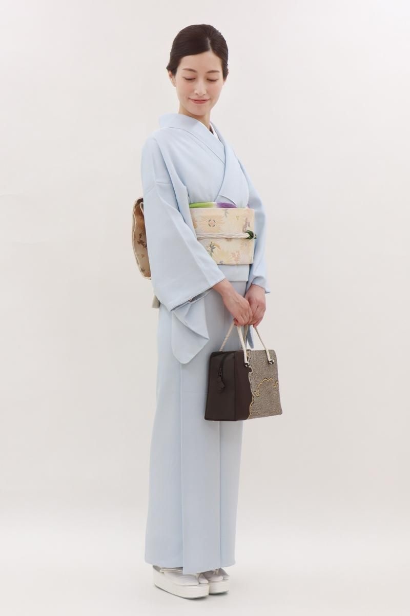 銀座【C-2922】色無地 水色系（反端付） :身丈163/裄68.5 - 銀座きもの