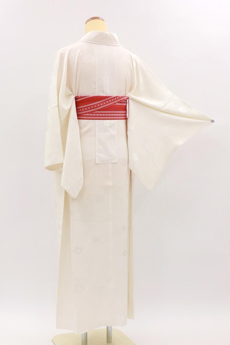 銀座【F-652】長襦袢 白色系 梅の地紋 :身丈121/裄65.5/広め - 銀座