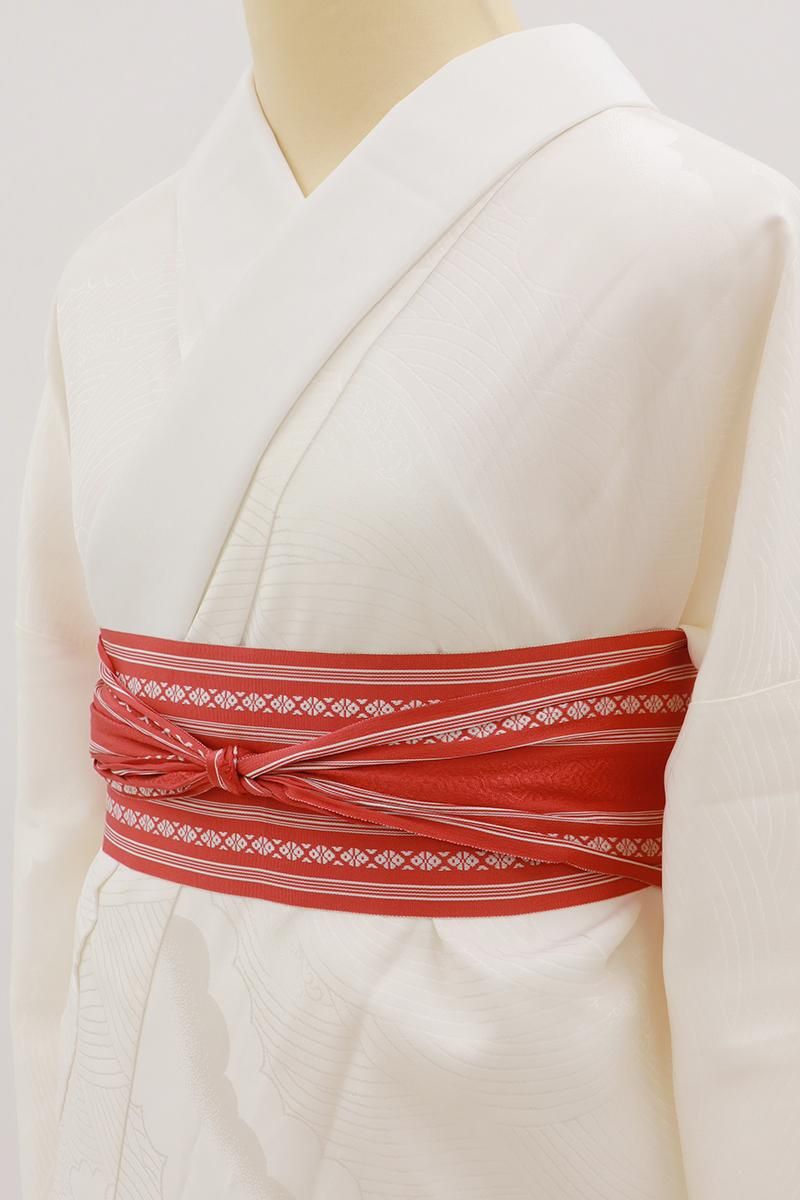 銀座【F-654】長襦袢 白色 波に雲の地紋 :身丈132/裄67 - 銀座きもの