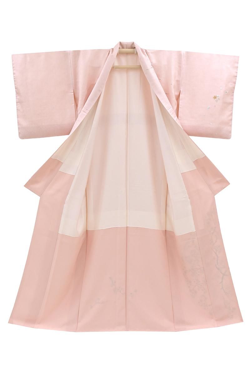 銀座【着物4724】西陣 山口美術織物製 刺繍 訪問着 聴色 桜の図（落款