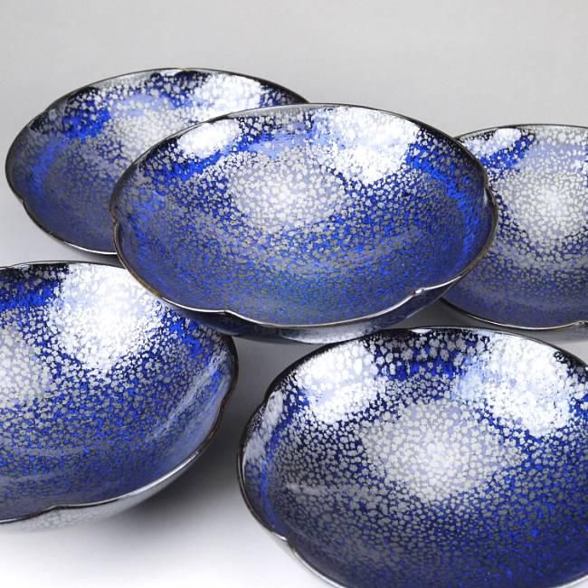 油滴天目輪花鉢揃え 鎌田幸二 - 京焼清水焼 松韻堂