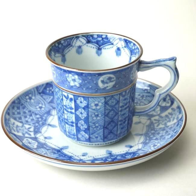 つなぎ古紋コーヒー碗皿 昭阿弥 - 京焼清水焼 松韻堂