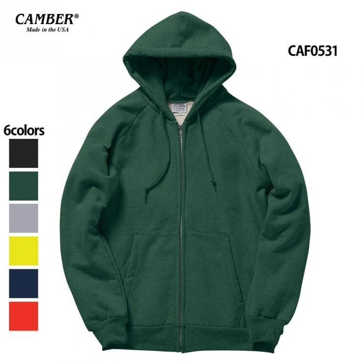 7.5oz チルバスター ラグラン 裏サーマルジップパーカー（CAMBER