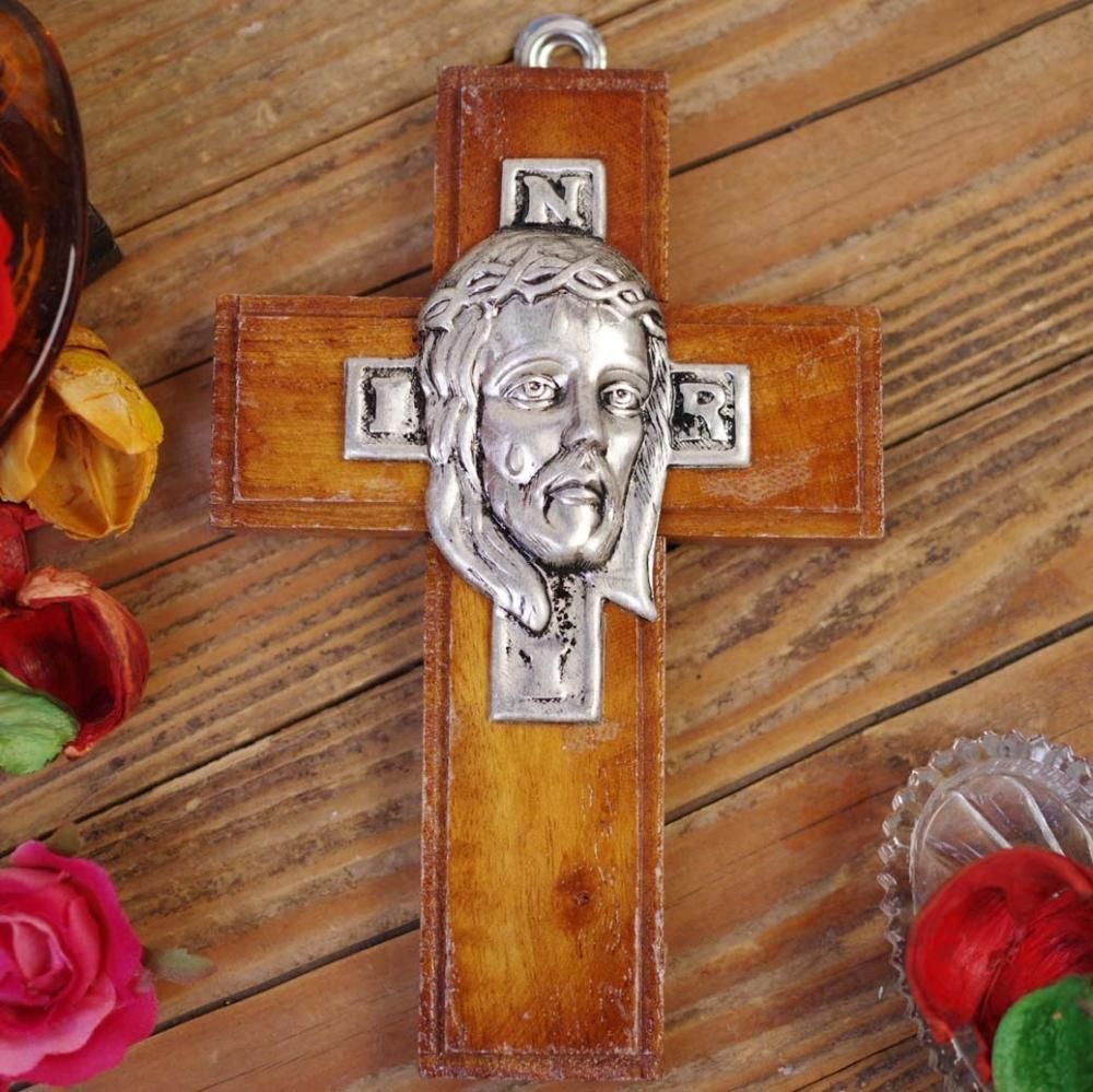 木製☆ジーザスミニ十字架【13cm】