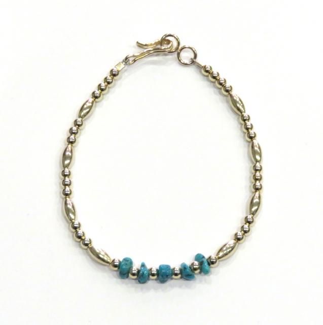 ビンゴブラザーズ ターコイズ×14KGFゴールドビーズ ブレスレット