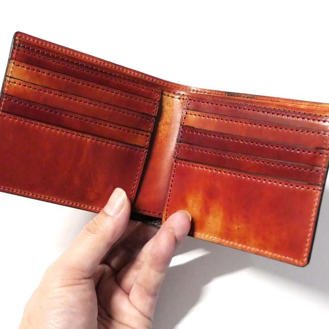 財布 二つ折り 薄い 小銭入れなし メンズ レディース コードバン 馬革