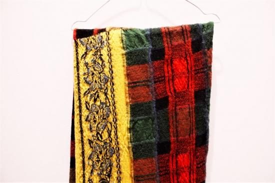 EK-1144 kapital 縮絨ウール タータンチェック バンダナパッチワーク