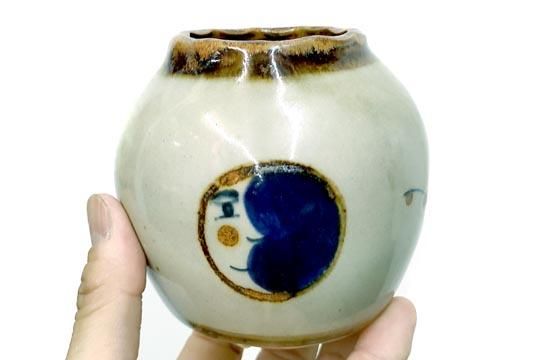メキシコ トナラ焼き 絵付け ポット 小壺 花瓶 フラワーベース 太陽 月